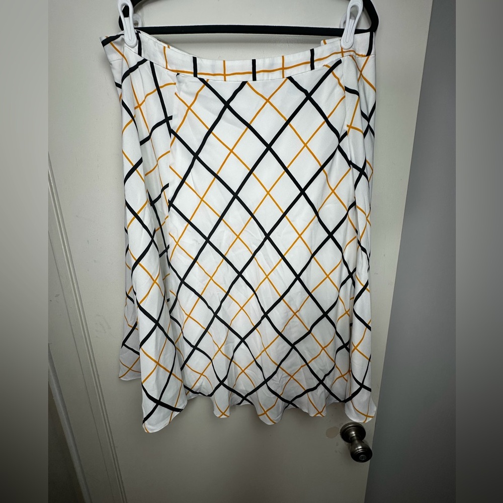 Bea & Dot By ModCloth White Tan Windowpane Plaid Vintage Inspired Swing Skirt 4X